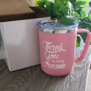 Pink Thank You Mug with Lid